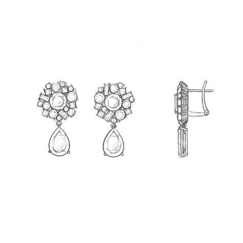 Ashley Morgan Designs (@ashleymorgandesigns) • Instagram photos and videos Earring Design Ideas, Earrings Drawing, Jewelry Reference, Pencil Drawing Ideas, Jewel Drawing, Jewelry Rendering, Jewelry Knowledge, Diamond Earrings Studs Round, Jewellery Design Sketches