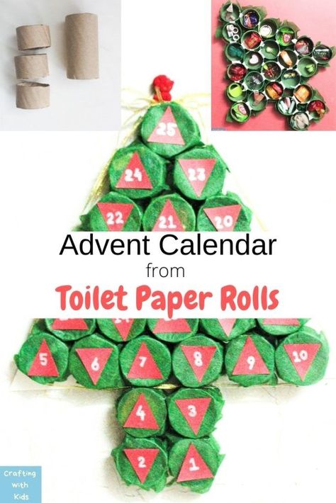 Advent Calendar For Toddlers, Christmas Countdown Crafts, Cool Advent Calendars, Christmas Tree Advent Calendar, Christmas Advent Calendar Diy, Advent Calendar Christmas, Advent Calendars For Kids, Toilet Paper Crafts, Days To Christmas