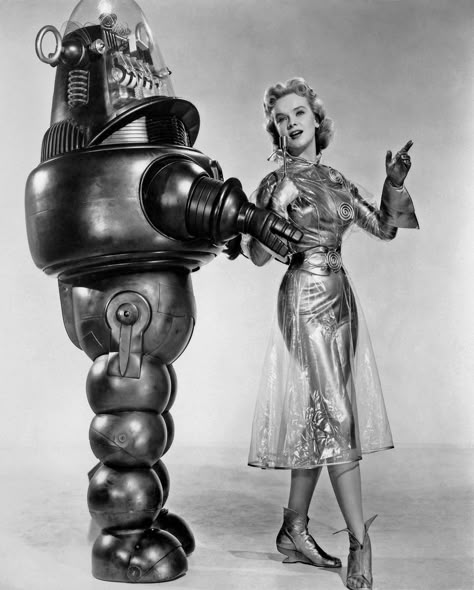 1956 is the future! Forbidden Planet. Anne Francis, Forbidden Planet, The Robot, A Robot, A Woman, Black And White, White, Black