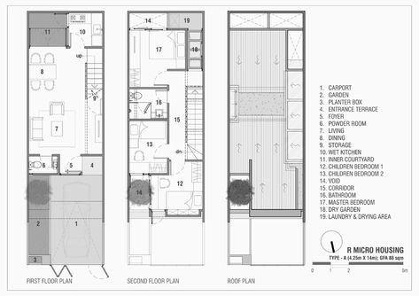 Gallery of R Micro Housing / Simple Projects Architecture - 43 Micro Housing, Compact House, Simple Projects, Narrow House, Micro House, Minimal House Design, Architectural Section, Minimal Home, Row House