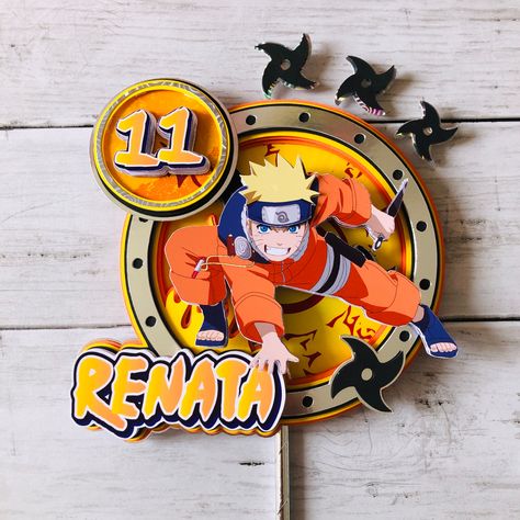 Naruto Cake Topper Printable, Naruto Cake Topper, Minecraft Cake Topper, Naruto Cake, Cake Topper Template, Alice In Wonderland Props, Naruto Birthday, Diy Cake Topper Birthday, 3d Cake Toppers