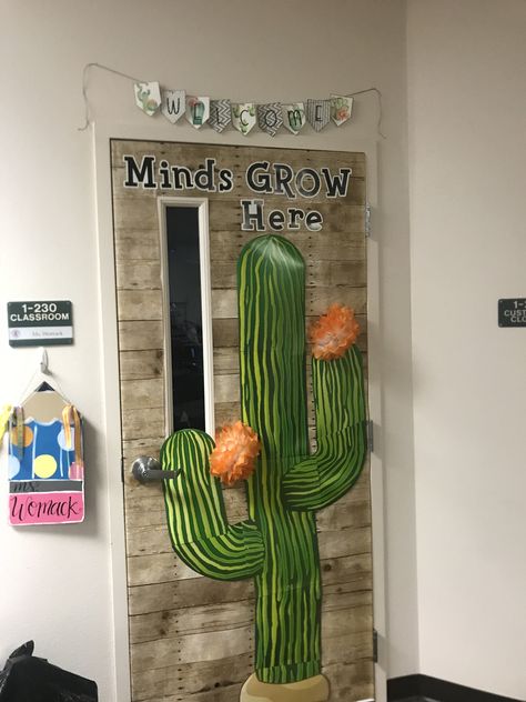 Cactus Door Decorations Classroom, Desert Classroom Theme, Summer Rooms, Middle School Posters, Preschool Classroom Layout, Cactus Classroom Decor, Western Classroom, Ag Classroom, Teacher Door Decorations