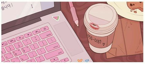 Kawaii Laptop Wallpaper, Studying Gif, Cute Backgrounds Aesthetic, Notion Meal Planner, Kawaii Laptop, Aesthetic Notion, Pink Laptop, Cute Laptop Wallpaper, Cute Headers