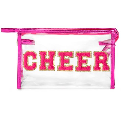 PRICES MAY VARY. Vibrant Cheerleader Style: Elevate your cheerleading game with our vibrant rose red bordered CHEER cosmetic bag, featuring bold hot pink "CHEER" lettering accented with shimmering gold glitter. This bag exudes the dynamic spirit and energy of cheerleading, adding a pop of enthusiasm to your ensemble. Sturdy PVC Construction: Crafted from sturdy PVC plastic, our CHEER letter cosmetic pouch is designed to withstand the rigors of cheerleading practice and travel. Splash-proof, stai Cheer Travel Gifts, First Cheer Competition Gift, Cheer Duffle Bag, Cheer Comp Goodie Bags, Cheerleading Gifts For Team, Cheer Makeup Bag, Cheer Bag Essentials, Keira Rose, Cheerleader Christmas Gifts