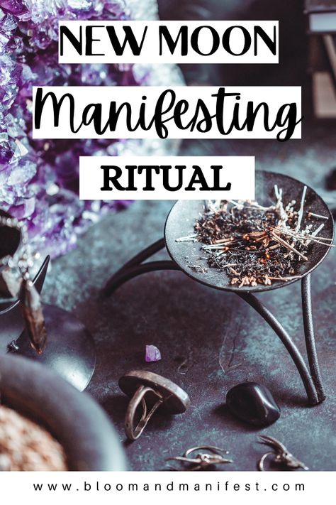 Spells For The New Moon, New Moon In Capricorn Ritual, Super New Moon Ritual, How To Set New Moon Intentions, New Moon Altar, Capricorn Magic, Manifest Ritual, Manifestation Party, Full Moon Ritual Manifestation