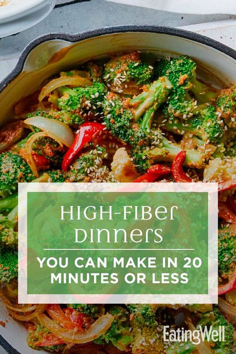 High Fiber Foods For Gut Health, Healthy Fiber Dinner Recipes, Fiber Rich Foods Dinners, Fiber Based Meals, Dinner For Gut Health, Heathly Gut Meals, High Fiber Supper Ideas, Healthy Gut Recipes Dinners, Eatingwell Recipes Healthy Dinners