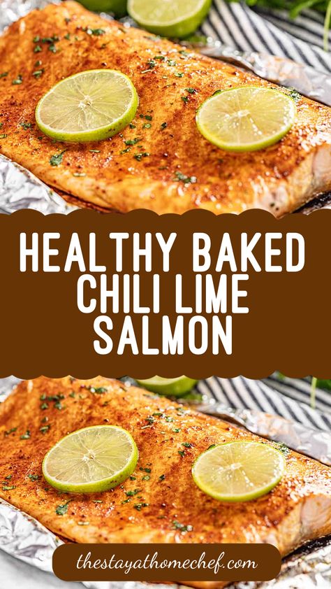 This Healthy Baked Chili Lime Salmon requires just 4 ingredients and 15 minutes to make. It's super healthy, and super flavorful. Chili Lime Salmon, Baked Chili, Hearty Chili Recipe, Lime Salmon, Hearty Chili, Healthy Baked, Chili Bowl, Beef Chili, Homemade Chili