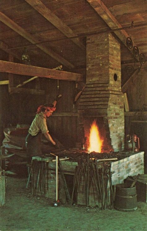 Postcard Blacksmith Shop Hoover Library West Branch Iowa  | eBay Old Blacksmith Shop, Blacksmith Pose Reference, Fantasy Blacksmith Shop, Blacksmith Aesthetic, Medieval Blacksmith, Blacksmith Workshop, Coal Forge, Man Cave Building, Black Smith