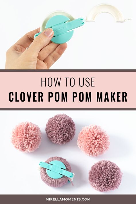 How to use clover pom pom maker Diy Yarn Pom Pom, Make Pom Poms, Pom Pom Tutorial, Clover Pom Pom Maker, Pompon Diy, Pom Crafts, Diy Pom Poms, Diy Pom Pom, How To Make A Pom Pom