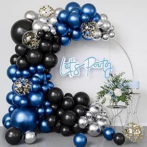 Black Balloon Arch, Balloon Graduation, Silver Party Decorations, Black Balloon, Black Items, Easter Party Decor, Silver Balloon, Silver Party, Black Balloons