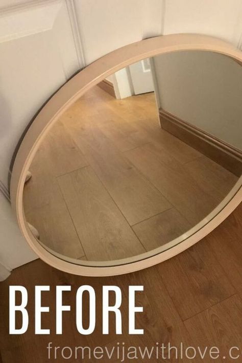 Pottery Barn Mirror Hack, Diy Round Mirror, Cheap Mirror, Pottery Barn Mirror, Round Mirror Frame, Mirror Hack, Cheap Mirrors, Store Mirror, Large Bathroom Mirrors