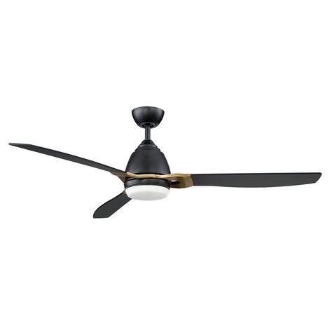 52" Amd 3 Blade LED Ceiling Fan with Remote Black Ceiling Fans, Ceiling Fan Black, Gold Ceiling Fan, Brass Ceiling Fan, Propeller Ceiling Fan, 52 Inch Ceiling Fan, Brass Ceiling, Black Ceiling Fan, Transitional Wall Sconces