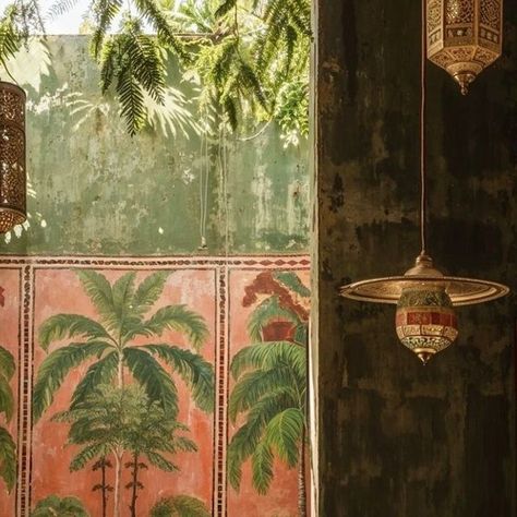 Pamela Moell Stiltje on Instagram: "Oriental dream 🌴I love the colour palette used in this image ❤️
Design and concept by @thierrylechanteur

Disclaimer: this image is created with ai and does not exist in real life.
.
.
.
#interiordesigninspiration #orientalinterior #bathroomdesign #bathroominspo #aiinteriors" Thierry Lechanteur, Work Images, The Colour, Interior Design Inspiration, Image Design, Colour Palette, New Orleans, Bathroom Design, Real Life