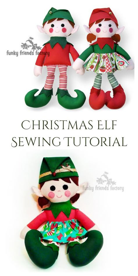 DIY Fabric Christmas Elf Doll Sewing Patterns | Fabric Art DIY Christmas Elf Doll Free Sewing Pattern, Santa Doll Patterns To Sew, Elf Sewing Pattern Free, Elf Patterns Free Printable, Christmas Dolls Handmade, Diy Christmas Elf Doll, Doll Sewing Patterns Free, Diy Christmas Elves, Toy Template