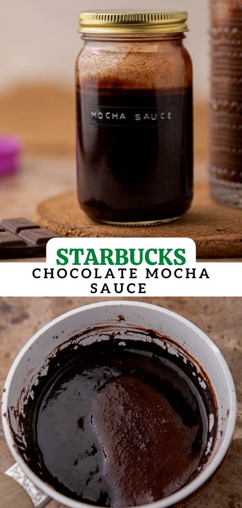 Starbucks Mocha Sauce Recipe, Chocolate Syrup For Coffee, Mocha Sauce Recipe, Mocha Sauce, Syrup For Coffee, Homemade Coffee Syrup, Homemade Mocha, Mocha Drink, Starbucks Chocolate