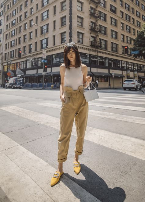 Why Yellow - http://tsangtastic.com | Instagram @tsangtastic   Roger Vivier yellow mules, yellow outfits #ootd Yellow Mules Outfit, Yellow Shoes Outfit, Jenny Tsang, Mule Shoes Outfit, Mules Outfit, Yellow Outfit, Yellow Shoes, Roger Vivier, Fashion Hacks Clothes