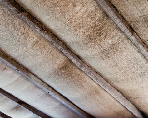 Beamed ceiling in the tasting room at Village Winery. Burlap Ceiling, Basement Ceiling Insulation, Basement Ceiling Ideas Cheap, Basement Ceiling Options, Butik Design, Open Basement, Low Ceiling Basement, Ceiling Options, Burlap Wall