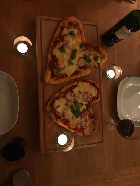 Heart Shaped Pizza Date, Heart Pizza Valentines, Homemade Heart Shaped Pizza, Valentine Date Aesthetic, Cooking With Your Boyfriend, Cooking With Partner, Making Dinner Together Date, Boyfriend Dates Aesthetic, Herz Pizza Aesthetic