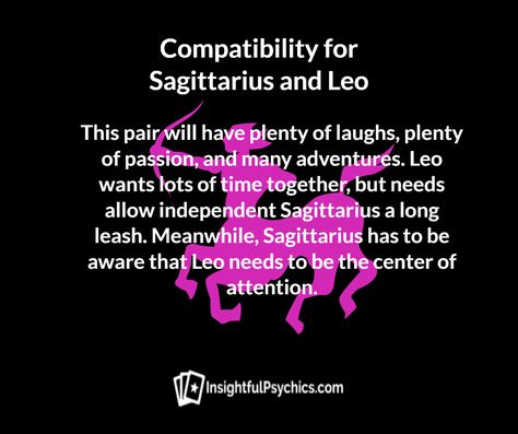 sagittarius and leo whats your compatibility? #sagittariuscompatibility #sagittariusleo #sagittariusandleo #leocompatibility #leo  #sagittarius Sagittarius And Pisces Compatibility, Virgo And Sagittarius Compatibility, Taurus And Sagittarius Compatibility, Taurus Compatibility, Virgo Compatibility, Aquarius Compatibility, Pisces Compatibility, Sagittarius Compatibility, Virgo And Sagittarius