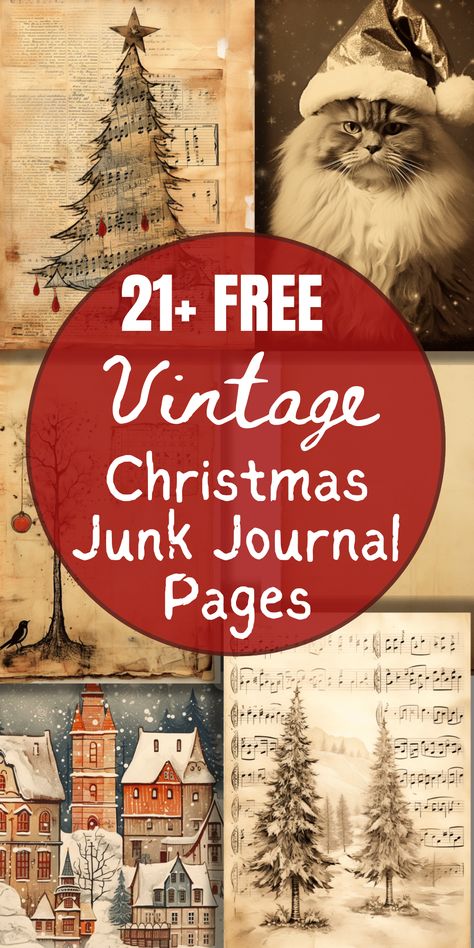 Step into a nostalgic Christmas wonderland with our collection of 21 Free Vintage Christmas Junk Journal Pages! Perfect for crafters and journal enthusiasts, these beautifully curated printables evoke the warmth and charm of yesteryear's festive season. From quaint Christmas trees to classic carol music sheets, each page is a treasure trove of holiday spirit. Ideal for junk journaling, scrapbooking, or creating unique holiday decorations. Free Christmas Printables Vintage, Journal Printables Free, Junk Journal Printables, Handcrafted Christmas Cards, Christmas Junk Journal, Mixed Media Art Projects, Nostalgic Christmas, Free Vintage Printables, Diy Journal Books