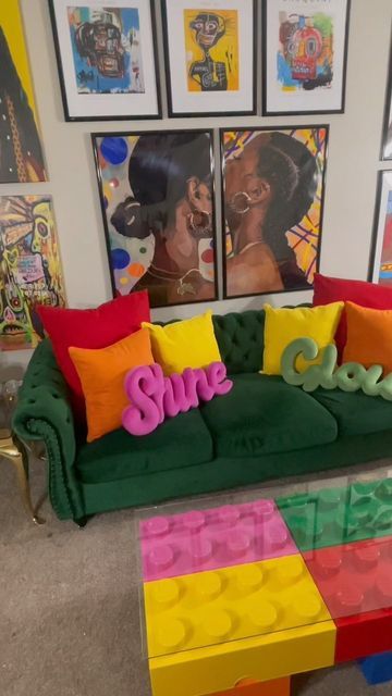 Localblackchild Living Room, Eccentric Apartment Living Room, Pop Art House Decor, Ikea Maximalist, Arcade Living Room, Lego House Decor, Maximalist House Decor, Dopamine Decor Living Room, Alt Apartment