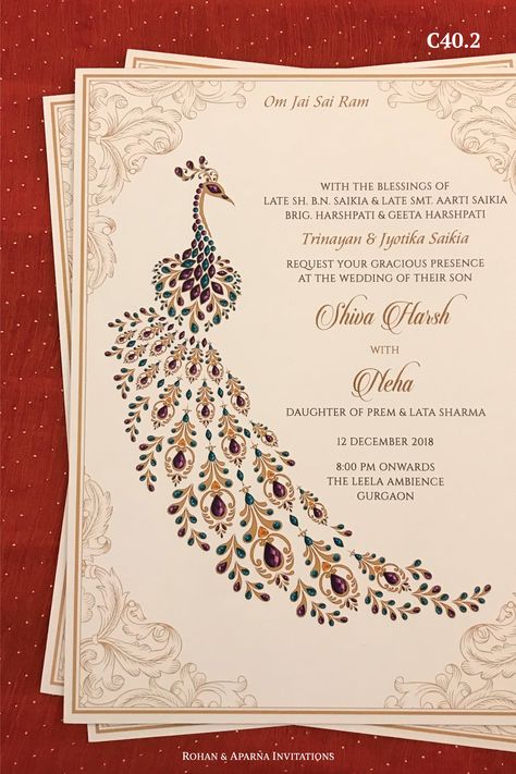 Hindu Wedding Invitation Cards, Peacock Wedding Invitations, Wedding Card Design Indian, Simple Wedding Cards, Indian Wedding Invitation Card Design, Marriage Invitation Card, Engagement Invitation Cards, Illustrated Wedding Invitations, Hindu Wedding Invitations