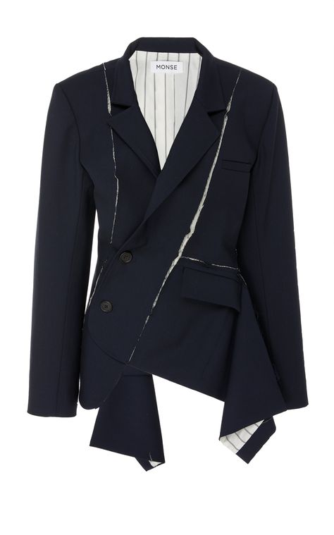 Click product to zoom Áo Blu, Deconstruction Fashion, Studio 54, Wool Blend Jacket, Tailored Jacket, Jacket Design, Pre Fall, Global Fashion, Fashion Details