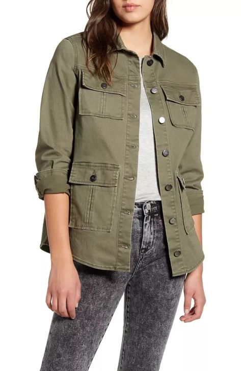 Utility Jacket | Nordstrom Utilitarian Jacket, Denim Utility Jacket, Utilitarian Style, Green Utility Jacket, Moda Jeans, Army Jacket, Twill Jacket, Cargo Jacket, Faded Denim