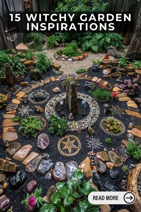 Are you a modern witch looking to infuse your outdoor space with enchantment and mystery? A witchy garden can be a sanctuary for meditation, spellwork, and connection with nature. Green Witch Garden Ideas, Outdoor Altar Witch, Witch Garden Decor, Witchy Garden Ideas, Witchy Homestead, Witch Garden Design, Witchy Garden Aesthetic, Witchy Decor Witch Cottage, Boho Goth Decor