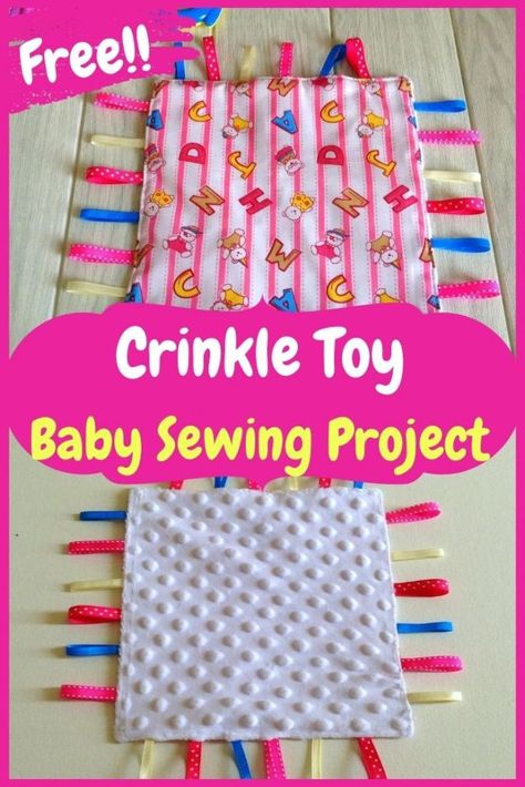 Crinkle Baby Toy, Baby Gifts To Make, Diy Sensory, Diy Baby Blanket, Baby Toys Diy, Colorful Ribbon, Quiet Book Patterns, Baby Shower Gift Basket