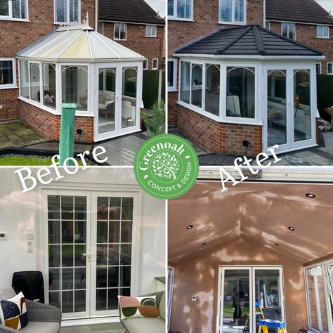 Happy Friday for this customer 🧡💚 Greenoak Concept & Design have just completed this conservatory tiled roof replacement in South Woodham Ferrers Essex along with new replacement interior bi-fold doors to the old conservatory turning it into an all year round reusable room with a SupaLite Tiled Roof Systems solid tiled roof conversion. If you are looking to transform your conservatory and return it into the room you once loved. Let Greenoaks help 🧡💚 Head over to our website for more inform Conservatories With Solid Roof, Conservatory Roof Ideas, Old Conservatory, Conservatory Conversion, Conservatory Roof Replacement, Lean To Conservatory, Bungalow Extensions, Conservatory Roof, External Cladding