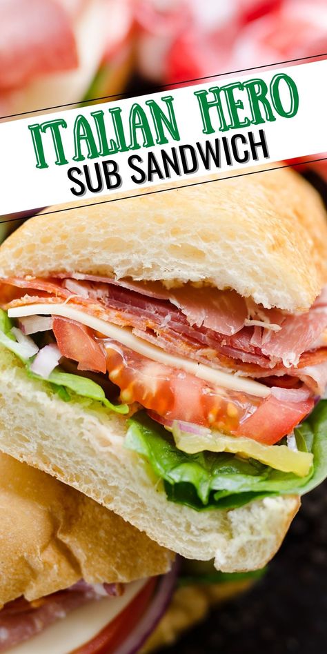 Italian Hero Sandwich, Hero Sandwich Recipe, Copycat Subway Sandwiches, Diy Subway Sandwich, Jersey Mikes Italian Sub Copycat, Easy Lunch For A Crowd, Subway Sandwich Ideas, Lunch For A Crowd, Subway Copycat