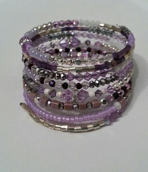 Purple memory wire bracelet Purple Memory Wire Bracelets, Memory Bracelet, Memory Wire Jewelry, Memory Wire Wrap Bracelets, Wire Jewelry Rings, Beaded Memory Wire Bracelets, Beaded Memory Wire, Wire Bracelets, Easy Jewelry