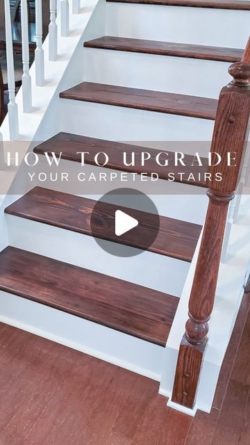 Mary Johanson | DIY Tutorials + Home Maintenance & Inspiration on Instagram: "Wow!  I can't believe it's been almost a year since I tackled these stairs!  They are still as beautiful as ever to me 🤩 Here are a few takeaways (save this for your next project):  🔨 check under your carpet before ripping it to see if you have actual treads (I got lucky). If you only have plywood you will need to buy and install treads.  🔨 Take your time!  This was my first time doing stairs and I'm a SAHM so I spread it out over a few weeks   ❤️ For more details on any of my projects check out my highlights bubbles in my profile  . . . . #diytutorial #diyhomeimprovement #makersgonnamake #makers #makersofinstagram #modernfarmhousestyle #modernfarmhouse #fixerupper #grandmillennial #stairs #beforeandafter" How To Retread Stairs, Painting Plywood Stairs, Vinyl On Stairs, Diy Stairs Makeover Cheap, Diy Stairs Makeover, Redo Stairs, Stair Makeover, Removing Carpet, Stairs Makeover