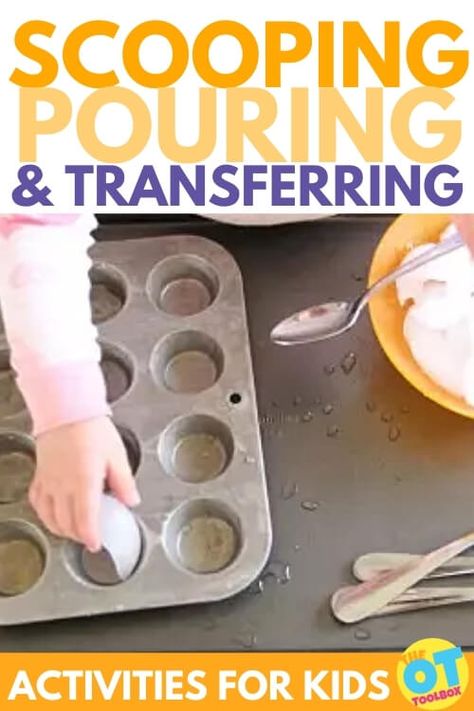 Scoop, Pour, Transfer Activities - The OT Toolbox Scooping Activities, Convergence Insufficiency, Ten Apples Up On Top, Motor Planning, Baby Cereal, Apple Activities, Gross Motor Activities, Fine Motor Skills Development, Scissor Skills