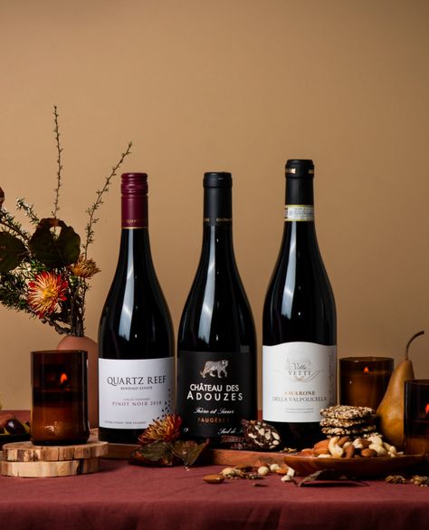 Christmas Styling Photography, Christmas Wine Photography, Wine Styling, Wine Photoshoot, Wine Bottle Photography, Wine 101, Thanksgiving Wine, Wine Christmas, Autumn Wine