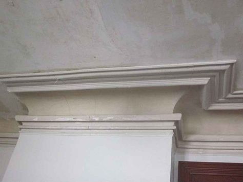 Greek Revival style crown moldings Ornate Crown Molding, Greek Revival Lighting, Greek Revival Crown Molding, Victorian Crown Molding Ceiling Detail, Elaborate Crown Molding, Paneled Walls, Greek Revival Home, Crown Moldings, Greek Revival