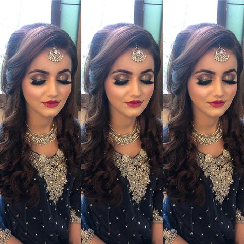 Our beautiful signature party makeup on this stunner!! Love the glow , love the fresh feel 💕💕💕 #signaturemakeup #fatymaamin… Mehendi Makeup, Pakistani Bridal Makeup Hairstyles, Wedding Hairstyles For Girls, Hairstyles For Gowns, Open Hair, Makeup And Hairstyle, Pakistani Bridal Makeup, Engagement Hairstyles, Engagement Reception