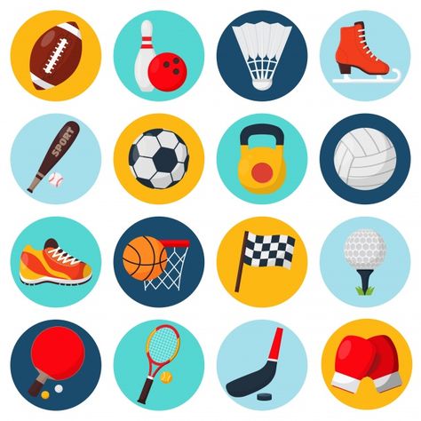 Sport icons collection Premium Vector Icons of sports, a collection of variety, Bowling Gloves, Bowling Equipment, Sports Vector, Flat Web, Sports Tennis, Sport Illustration, Sport Icon, Sports Party, Olympic Sports