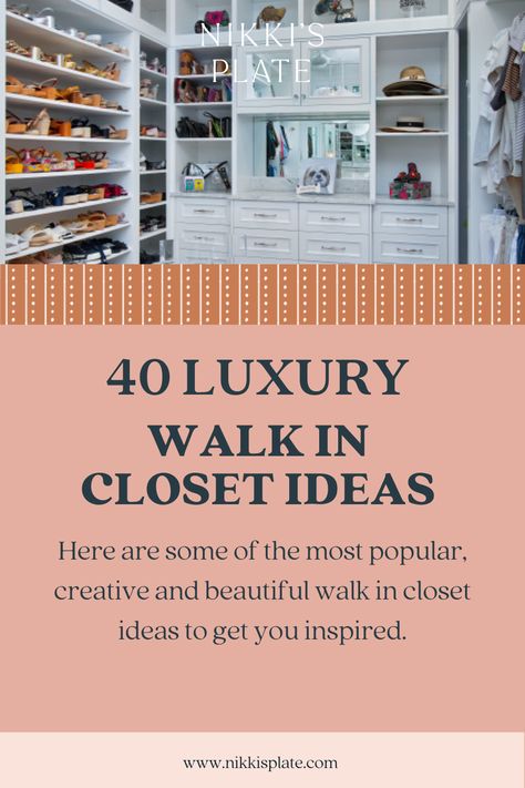 Diy Luxury Walk In Closet, Designer Closet Ideas, Custom Walkin Closet, Luxury Master Closet Design, Ladies Walk In Closet, Walk In Closet Ideas Master Luxury Women, Best Walk In Closets, Feminine Walk In Closet, Walk In Closets Design