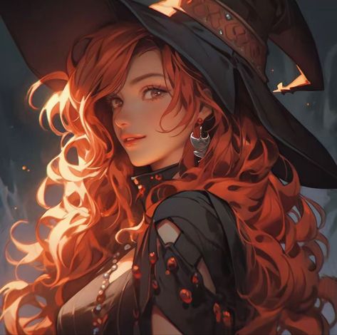 Red Hair Red Eyes, Anime Pp, Teen Witch, Anime Witch, Red Hair Woman, Witch Art, Fantasy Dragon, Graphics Inspiration