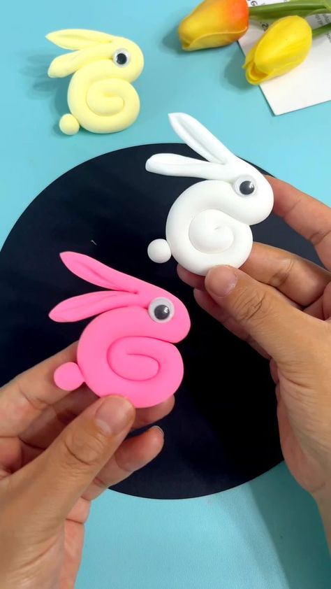 Clay Activity, Clay Art For Kids, Clay Projects For Kids, Craft Ideas Paper, Kids Handicraft, Rabbit Crafts, Clay Crafts For Kids, Kids Clay, Paper Craft Ideas