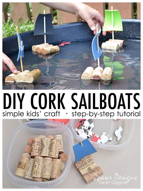 Cork Boats, Diy Cork, Inexpensive Crafts, Cork Diy, Crafts For Boys, Wine Corks, Cork Crafts, Sailboats, Summer Crafts