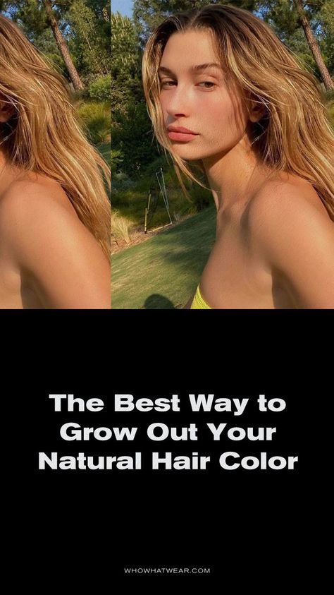 The best way to grow out your natural hair color. Transition From Blonde To Brunette Natural Colors, Grown Out Blonde Hair With Lowlights, Growing Out Hair Color Natural, Blonde Grow Out Ideas, How To Grow Out Your Natural Hair Color, Growing Out Your Natural Hair Color, Returning To Natural Hair Color, Letting Blonde Grow Out, Growing Roots Out Hair