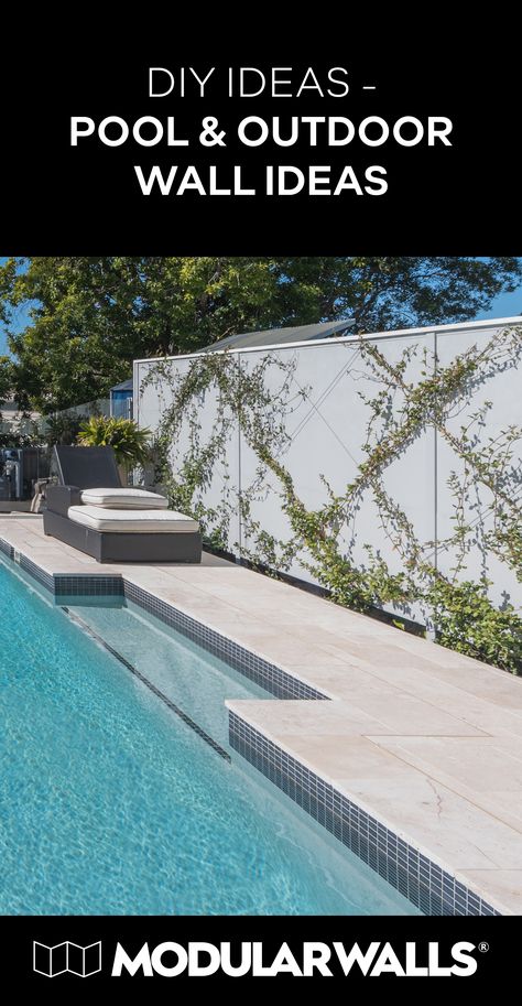 Take inspiration from these outdoor wall ideas, from pool walls to outdoor privacy screens and even backdrops for your outdoor kitchen! Pool Privacy Wall, Pool Wall Ideas, Outdoor Wall Ideas, Pool Privacy Ideas, Pool Feature Wall, Plants For Planters, Raised Pools, Moroccan Outdoor, Outdoor Privacy Screens