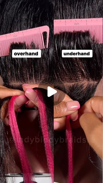 896K views · 67K likes | India Anderson | creator + educator on Instagram: "Overhand vs. Underhand Technique for HAND PLACEMENT 🔥  Which one do you prefer ? 💬⬇️   for the FULL tutorial for both techniques, comment “BRAID” and i’ll dm you the details for my knotless basics course 🙌🏽" Underhand Braid Vs Overhand, Easy Knotless Braids Styles, Underhand Braids, Parting Chart For Braids, Twist Hairstyles For Kids, Underhand Braid, Basic Braids, Box Braids Tutorial, Hand Placement