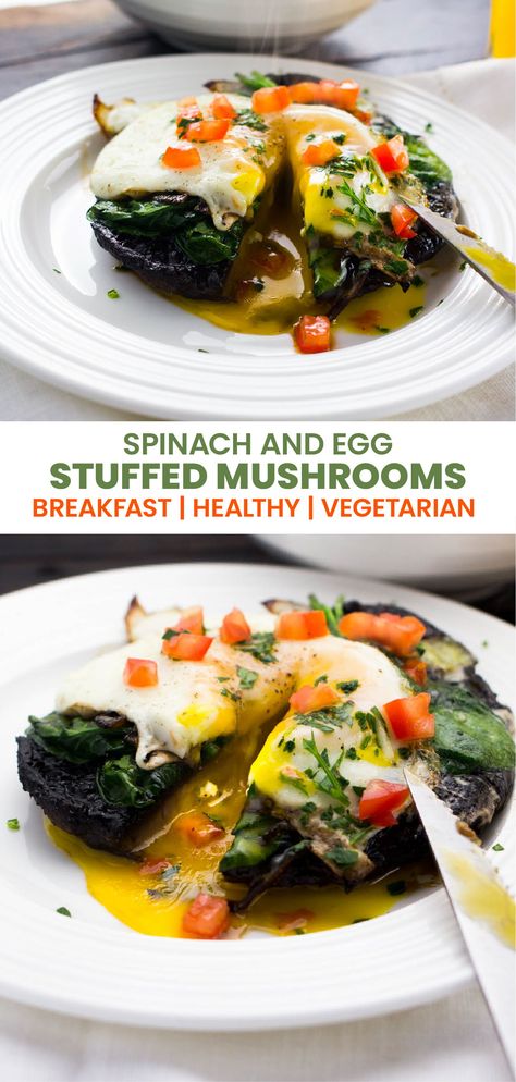 Breakfast Portabella Mushroom, Portabella Mushroom Breakfast Recipes, Portobello Recipes, Mushroom Breakfast, Amazing Vegetarian Recipes, Portobello Mushroom Recipes, Stuffed Portobello Mushrooms, Stuffed Portobello, Basic Cooking