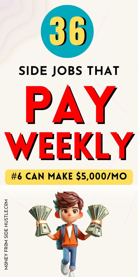 jobs that pay weekly Extra Money Ideas, Extra Money Jobs, Need Money Fast, Legit Online Jobs, Make Quick Money, Earn Money Online Fast, Easy Money Online, Ways To Get Money, Money Making Jobs