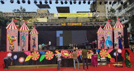 School Annual Day Stage Decoration Ideas, Annual Day, Circus Theme, Stage Decorations, International School, Creative Ideas, Circus, Concert, Quick Saves