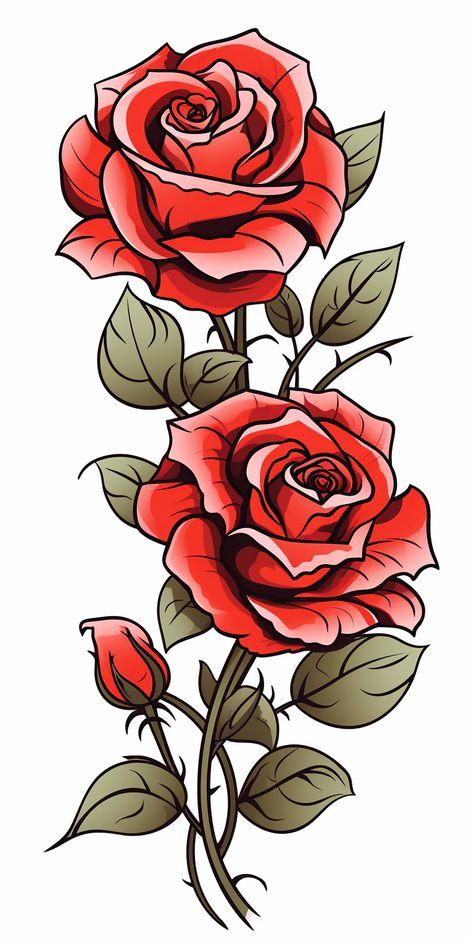 Fire And Ice Roses Bouquet, Roses Drawing Color, Red Rose Drawing Sketch, Red Roses Illustration, Rose Marker Drawing, Rose Buds Drawing, Rose Flower Drawing Design, Red Roses Drawing, Rose Bush Drawing